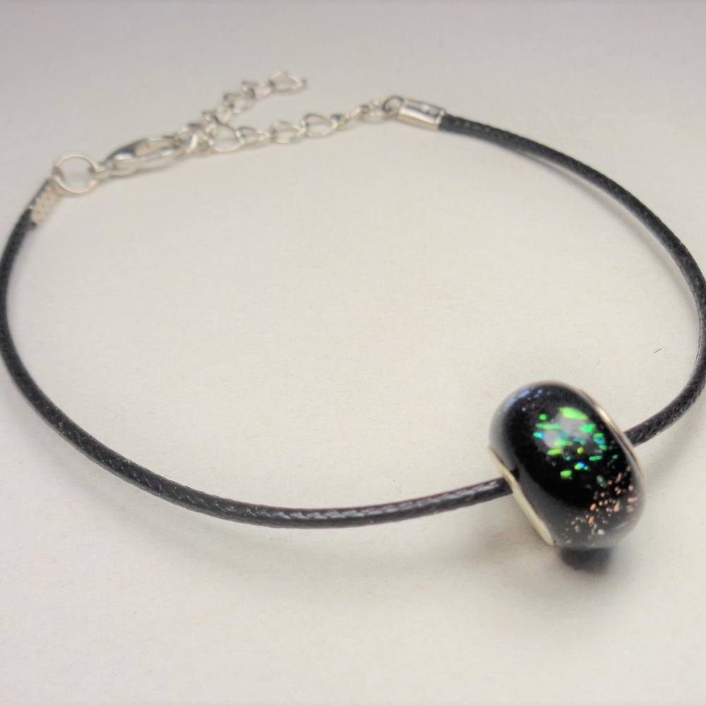 SURFERS BLACK MYSTIC RAINBOW BEAD BLACK BRACELET - Picture 5 of 8